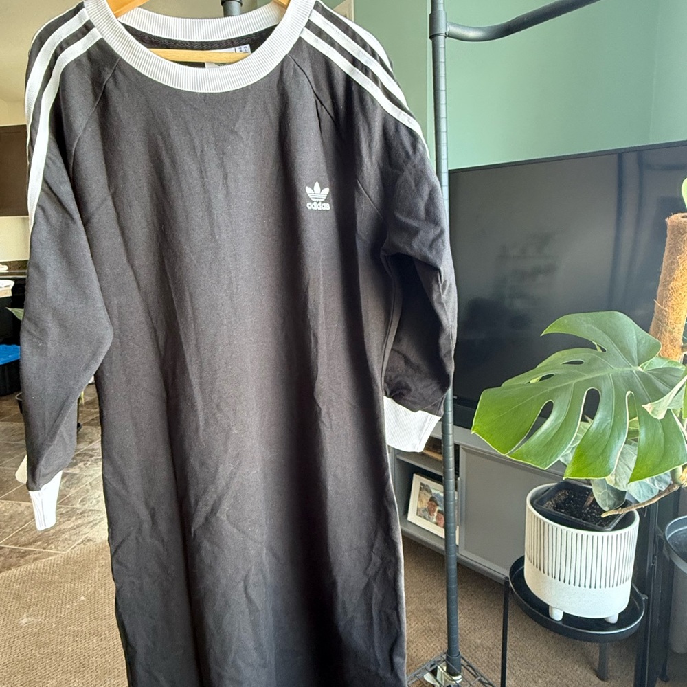 Adidas Black and White 3/4 Sleeve Dress